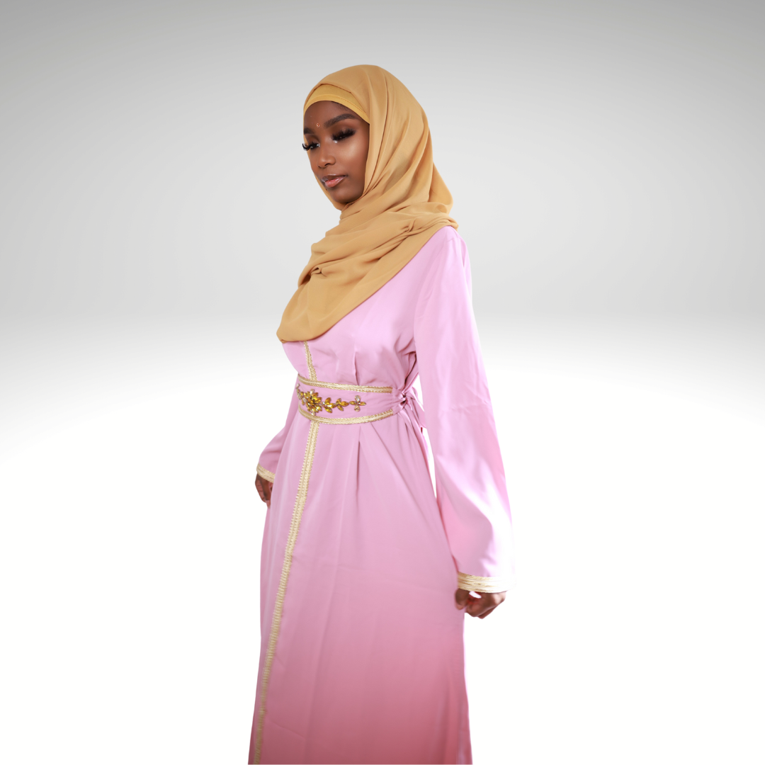 Light Pink & Gold Abaya